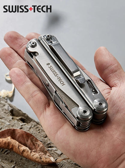 "Swiss Tech 18-in-1 Multitool: Compact Outdoor Folding Pliers & Versatile EDC Equipment "