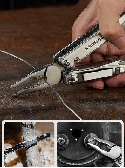 "Swiss Tech 18-in-1 Multitool: Compact Outdoor Folding Pliers & Versatile EDC Equipment "