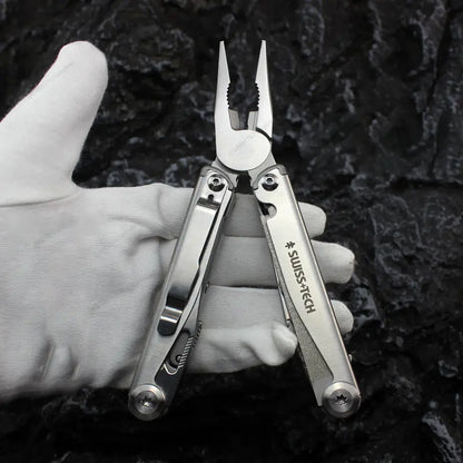 "Swiss Tech 18-in-1 Multitool: Compact Outdoor Folding Pliers & Versatile EDC Equipment "