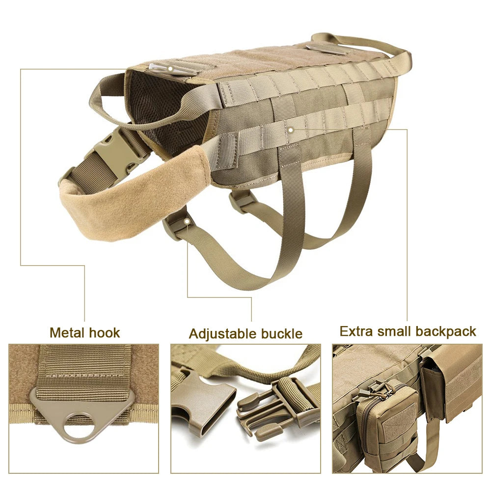 Tactical no pull dog harness k9 vest adjustable harness.