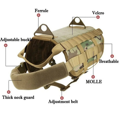 Tactical no pull dog harness k9 vest adjustable harness.