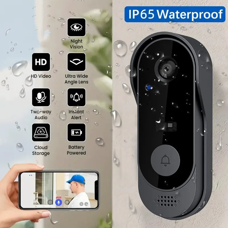 Tuya Smart IP65 Waterproof Video Doorbell Camera, Smart Visual Intercom, Night Vision, Home Monitor, Compatible With Smart Life