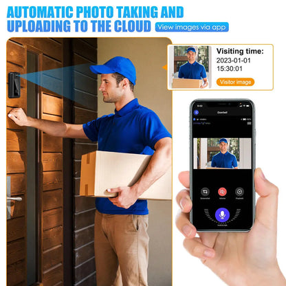 Tuya Smart IP65 Waterproof Video Doorbell Camera, Smart Visual Intercom, Night Vision, Home Monitor, Compatible With Smart Life