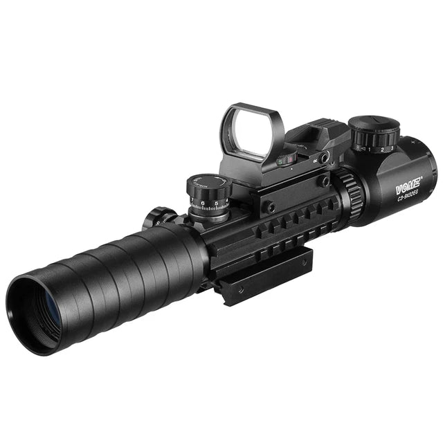 VOMZ 3-9X32 EGC Tactical Optic Red Green Illuminated Riflescope Holographic Reflex 4 Reticle Red Dot Combo Hunting Rifle Scope