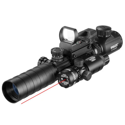 VOMZ 3-9X32 EGC Tactical Optic Red Green Illuminated Riflescope Holographic Reflex 4 Reticle Red Dot Combo Hunting Rifle Scope