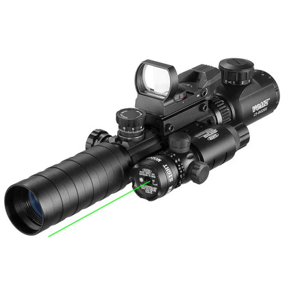 VOMZ 3-9X32 EGC Tactical Optic Red Green Illuminated Riflescope Holographic Reflex 4 Reticle Red Dot Combo Hunting Rifle Scope