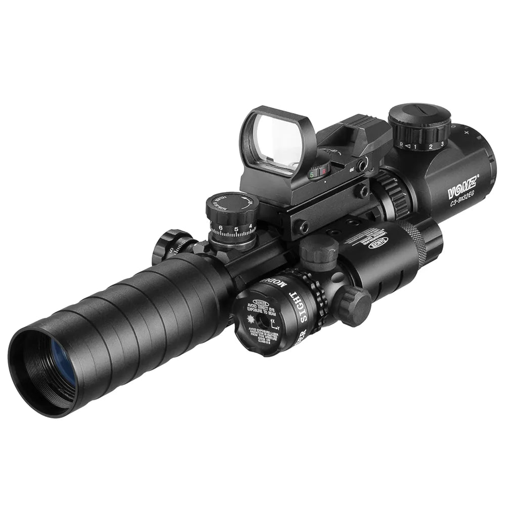 VOMZ 3-9X32 EGC Tactical Optic Red Green Illuminated Riflescope Holographic Reflex 4 Reticle Red Dot Combo Hunting Rifle Scope