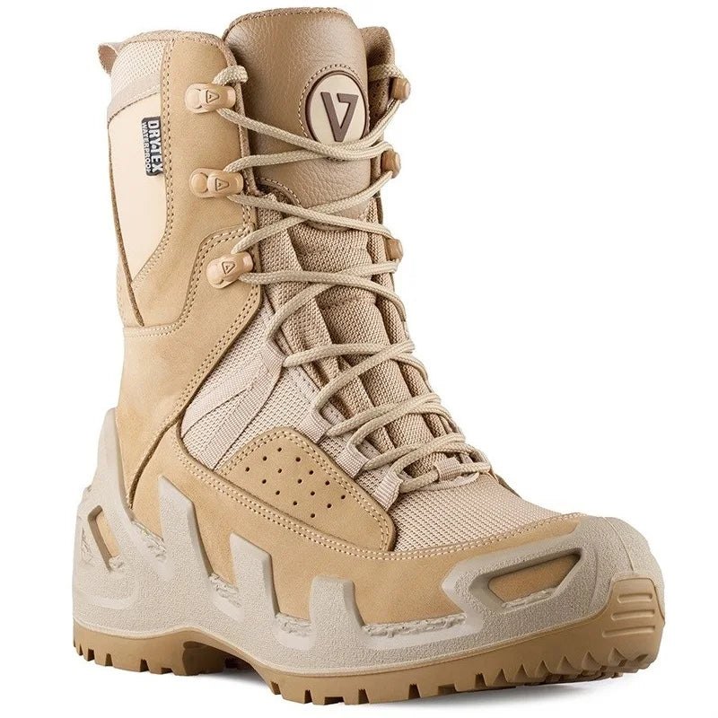 Vaneda 1191 Pro Mid Beige Tactical Boots Waterproof Breathable Nubuck Outdoor Men Women Hiking Shoes Hunting Drytex Light weight