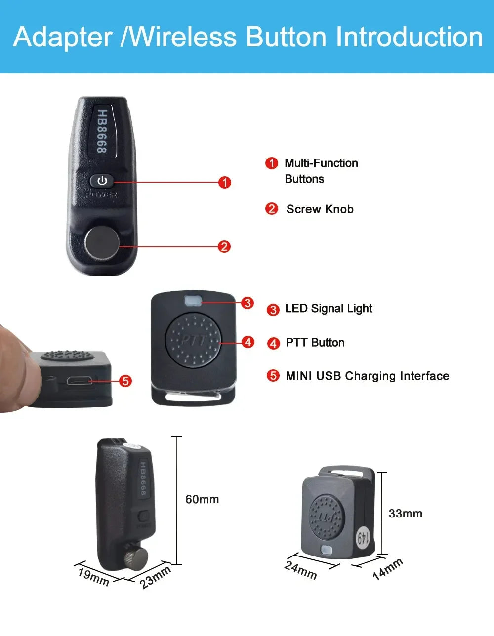 Wireless Walkie Talkie PTT Bluetooth Headset Earpiece Mic Earphone Adapter for Motorola XPR XiR APX DP Series P8668 GP328D Radio