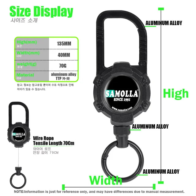 With Magnet Keychain Retractable Hook Tool Chain Key Holder Tactical Telescopic Upgraded Badge Holder Aluminum Alloy Body Tackle