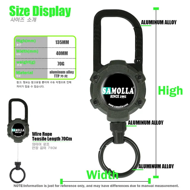 With Magnet Keychain Retractable Hook Tool Chain Key Holder Tactical Telescopic Upgraded Badge Holder Aluminum Alloy Body Tackle