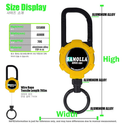 With Magnet Keychain Retractable Hook Tool Chain Key Holder Tactical Telescopic Upgraded Badge Holder Aluminum Alloy Body Tackle