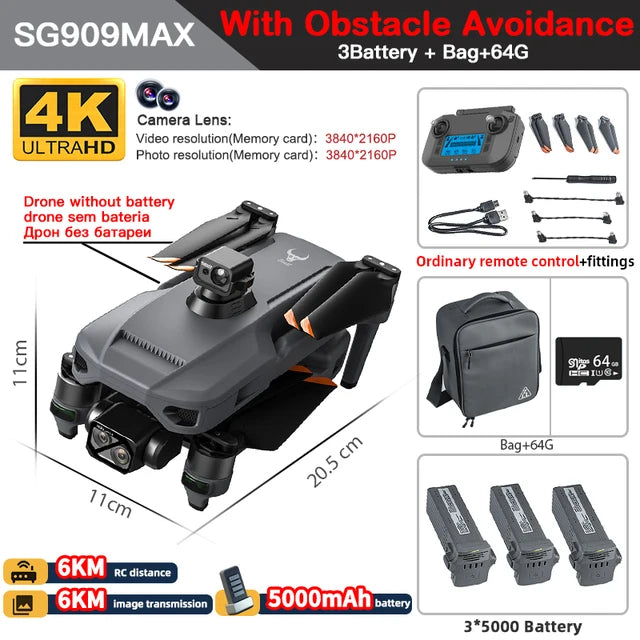 ZLL SG909 SG909MAX GPS Professional Drone With 4K Camera 3-Axis Gimbal 360 Obstacle Avoidance