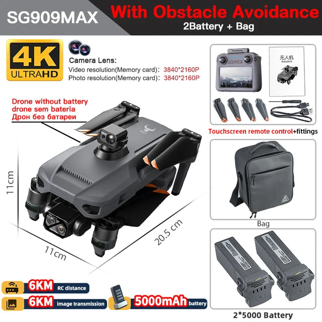 ZLL SG909 SG909MAX GPS Professional Drone With 4K Camera 3-Axis Gimbal 360 Obstacle Avoidance