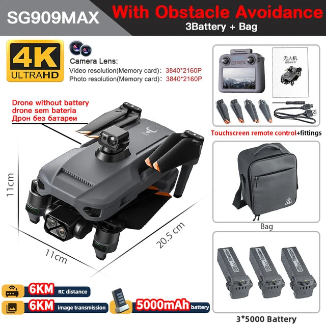 ZLL SG909 SG909MAX GPS Professional Drone With 4K Camera 3-Axis Gimbal 360 Obstacle Avoidance