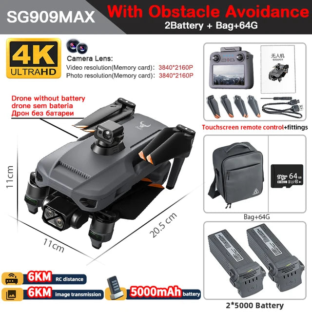 ZLL SG909 SG909MAX GPS Professional Drone With 4K Camera 3-Axis Gimbal 360 Obstacle Avoidance