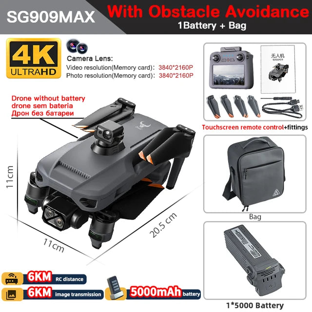 ZLL SG909 SG909MAX GPS Professional Drone With 4K Camera 3-Axis Gimbal 360 Obstacle Avoidance