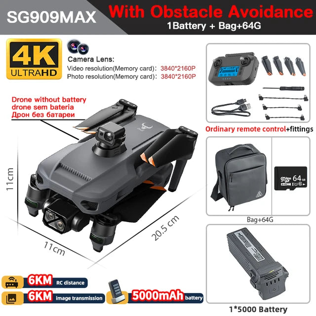 ZLL SG909 SG909MAX GPS Professional Drone With 4K Camera 3-Axis Gimbal 360 Obstacle Avoidance