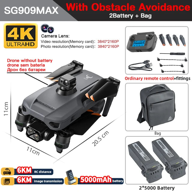 ZLL SG909 SG909MAX GPS Professional Drone With 4K Camera 3-Axis Gimbal 360 Obstacle Avoidance