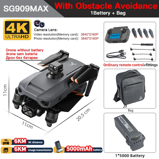 ZLL SG909 SG909MAX GPS Professional Drone With 4K Camera 3-Axis Gimbal 360 Obstacle Avoidance