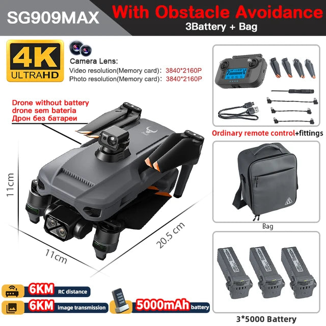 ZLL SG909 SG909MAX GPS Professional Drone With 4K Camera 3-Axis Gimbal 360 Obstacle Avoidance