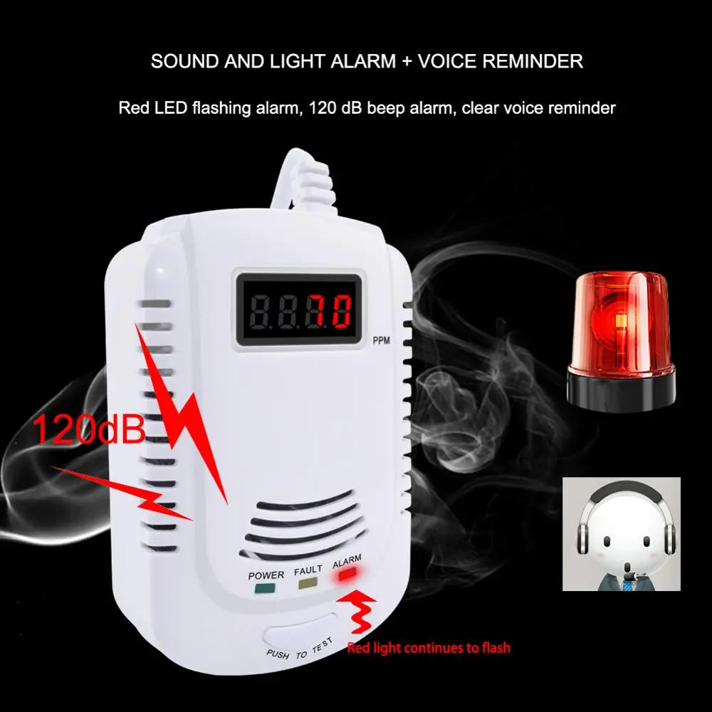 yieryi Home Standalone Plug-In Combustible Gas Detector LPG LNG Coal Natural Gas Leak Alarm Sensor Voice Warning Alarm Sensor