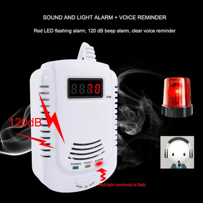 yieryi Home Standalone Plug-In Combustible Gas Detector LPG LNG Coal Natural Gas Leak Alarm Sensor Voice Warning Alarm Sensor