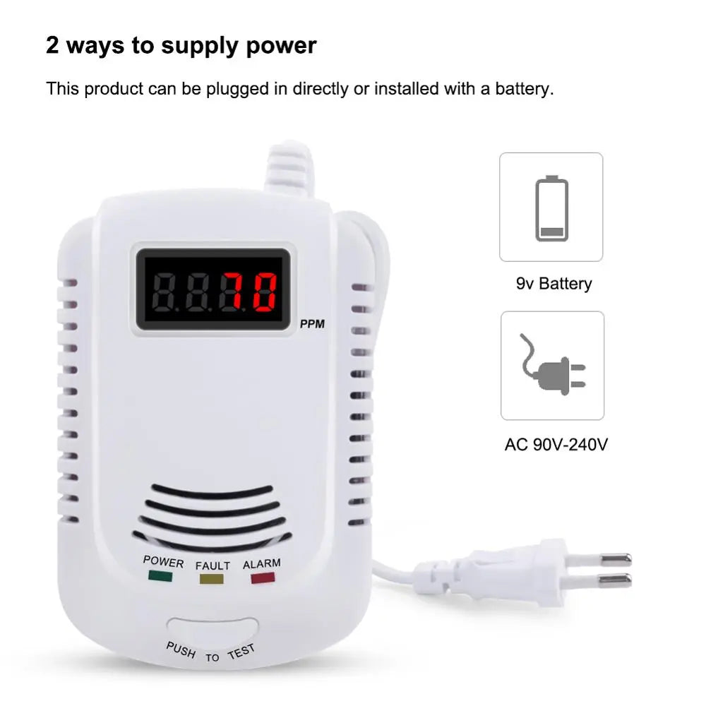 yieryi Home Standalone Plug-In Combustible Gas Detector LPG LNG Coal Natural Gas Leak Alarm Sensor Voice Warning Alarm Sensor